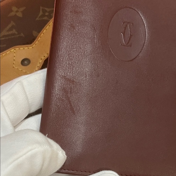 Cartier Burgandy Leather Wallet with Gold Accent - Picture 10 of 15